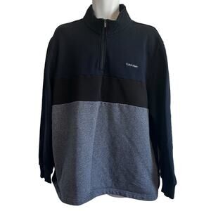 Calvin Klein Quarter Zip Pullover Mid Weight Navy Gray Black Size 2XL
